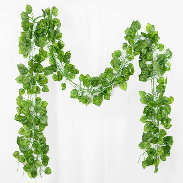 1/2Piece Artificial Vine Home Decor Artificial Ivy Leaf Garland Plants Vine Fake Foliage Flowers Creeper Green Ivy Wreath