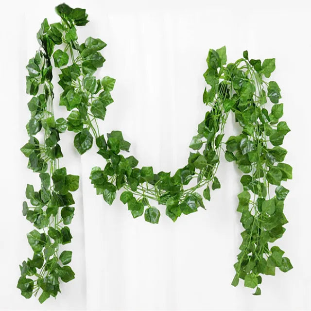 1/2Piece Artificial Vine Home Decor Artificial Ivy Leaf Garland Plants Vine Fake Foliage Flowers Creeper Green Ivy Wreath