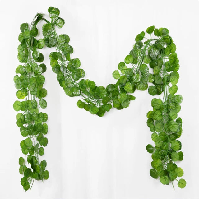 1/2Piece Artificial Vine Home Decor Artificial Ivy Leaf Garland Plants Vine Fake Foliage Flowers Creeper Green Ivy Wreath