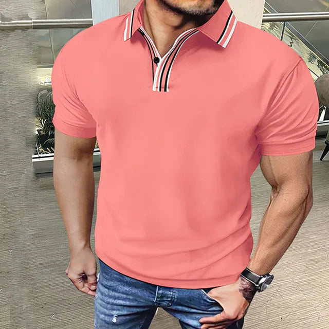 Summer men's breathable fashion luxury Polo shirt business short-sleeved Polo shirt solid color lapel men's casual shirt