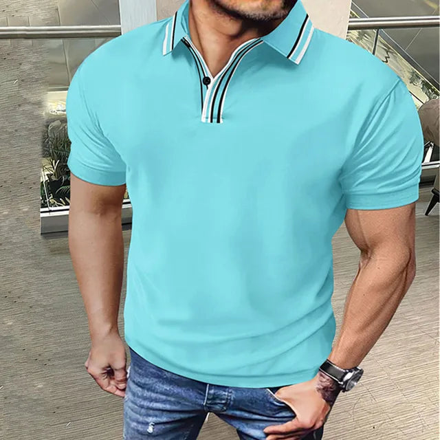 Summer men's breathable fashion luxury Polo shirt business short-sleeved Polo shirt solid color lapel men's casual shirt