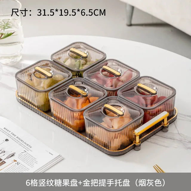 Light and Luxurious Transparent Fruit Plate Candy Plate Nuts and Dried Fruit Storage Box, Snack Snack Containers