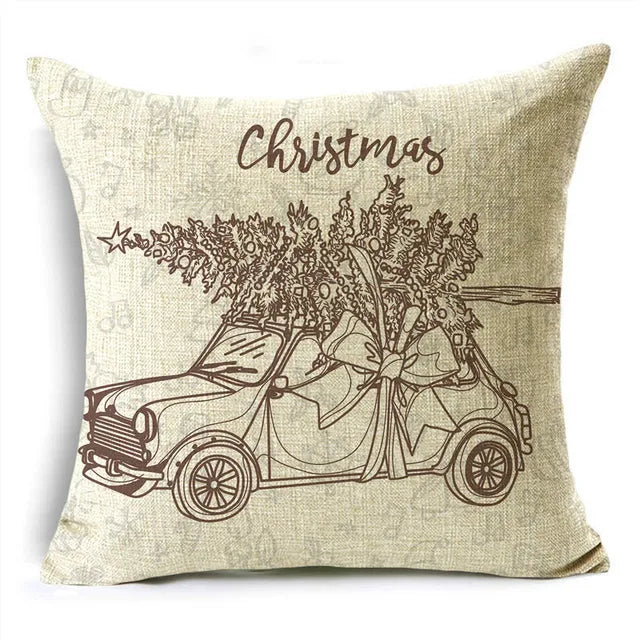 MODOVOS Christmas Throw Pillowcase Cushion Cover Linen Pillow Case Merry Christmas Gifts Home Office Living Room 18*18in