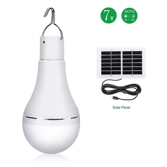 LED Solar Lamp Bulb Outdoor Waterproof Portable Solar Garden Hanging Light Hiking Fishing Emergency Lights