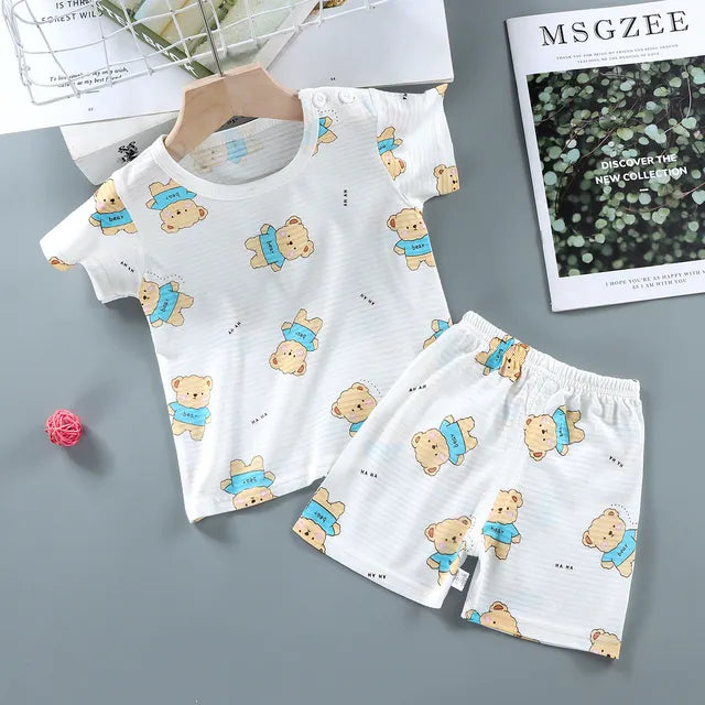 Children Sets Cotton Kids Clothes Long/Short Sleeve Home Sleepwear Children's Clothing Boy Girl Autumn winter Tops Pants Suits