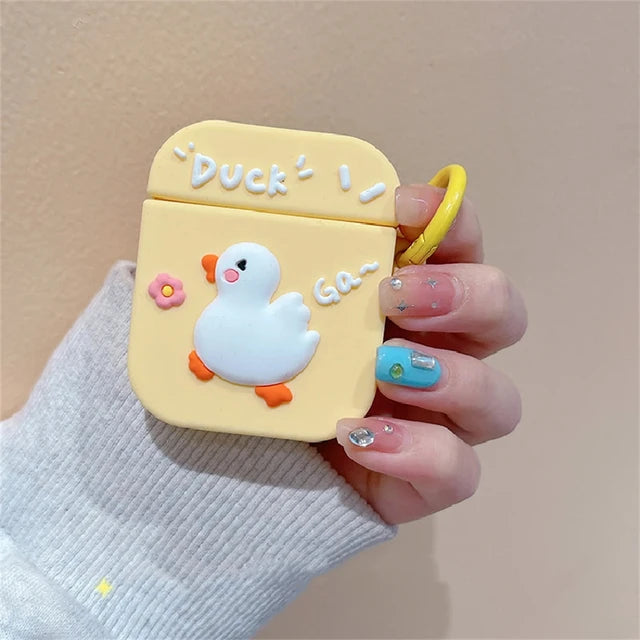 Capybara Honeybee Cute Cartoon Silicone Case For Apple Airpods 3 2 1 Pro 2 With Keychain Case Wireless Charging Soft Cover Box