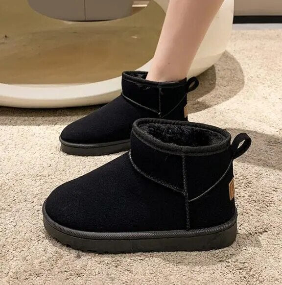 Winter Women Short Plush Warm Snow Boots Casual Shoes 2022 New Suede Fur Chelsea Ankle Boots Flats Platform Ladies Shoes Botas