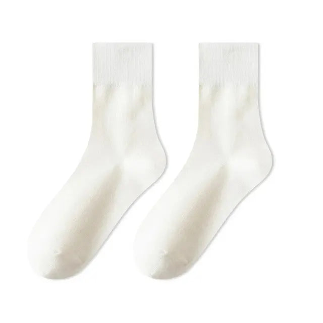 White Summer Thin Cotton Socks Women Medium Length Tube Summer Maternity Small Leather Shoe Socks Sweat Absorbent All Seasons