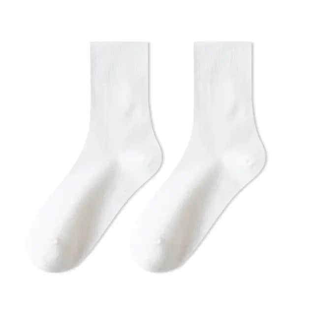 White Summer Thin Cotton Socks Women Medium Length Tube Summer Maternity Small Leather Shoe Socks Sweat Absorbent All Seasons