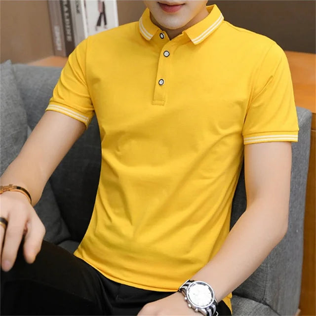 Men's Summer Lapel POLO Shirt Short Sleeve Tops Men Business Casual Youth Tops Korean Fashion Clothing Polo Shirt Men