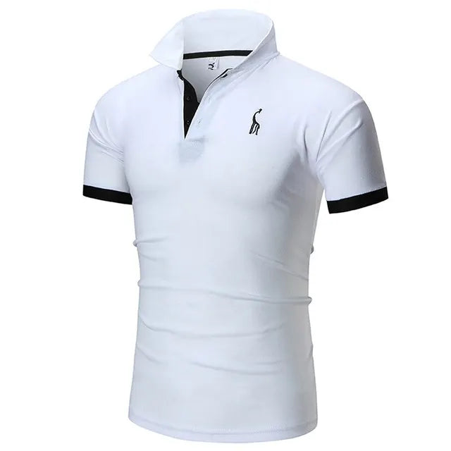 Men's Short Sleeve T-shirt Polo Shirt Casual Fit Deer Embroidery Top Polo Collar Outdoor T-shirt