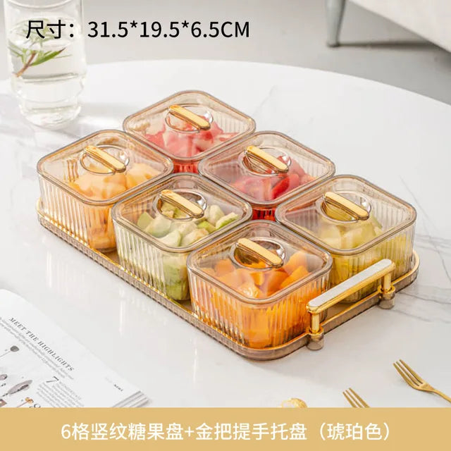 Light and Luxurious Transparent Fruit Plate Candy Plate Nuts and Dried Fruit Storage Box, Snack Snack Containers