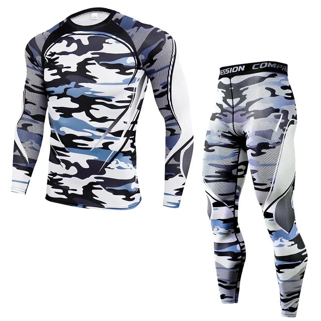 2Pcs Men Running Compression Sportswear Sets Gym Fitness Workout Sports Suit Training Leggings Elastic Tights Jogging Tracksuits