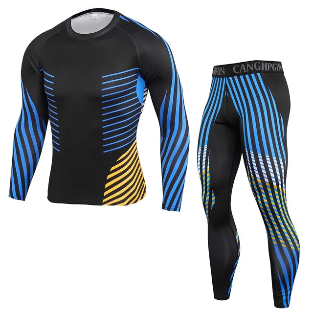 2Pcs Men Running Compression Sportswear Sets Gym Fitness Workout Sports Suit Training Leggings Elastic Tights Jogging Tracksuits