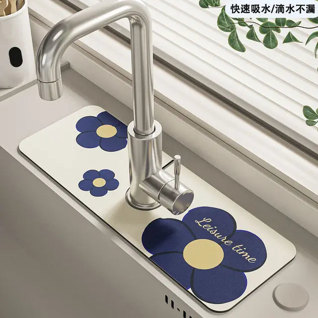 Classic Sink Faucet Drain Pad Table Mat Toilet Diatom Mud Absorbent Pad Non-slip Anti-mildew Mat for Kitchen Countertop Dining