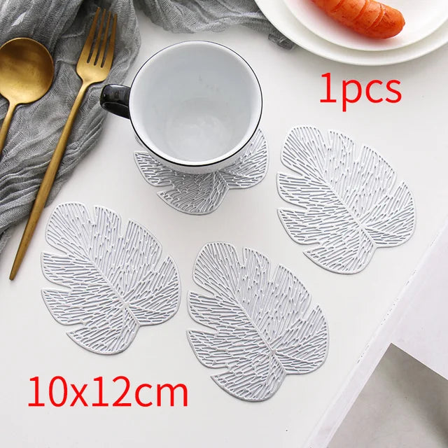 2/4/6pcs Heat Insulation Table Placemats Dining Table Mat Drink Cup Coasters Glasses Kitchen Mat PVC Non-Slip Hot Pad Placemat