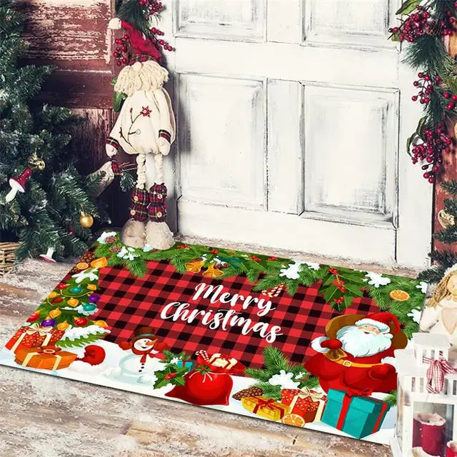 Christmas Entrance Door Mat Cartoon Dwarf Print Floor Mat Living Room Corridor Balcony Welcome Mat Christmas Home Decoration