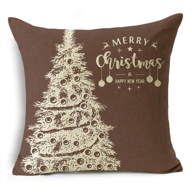 MODOVOS Christmas Throw Pillowcase Cushion Cover Linen Pillow Case Merry Christmas Gifts Home Office Living Room 18*18in