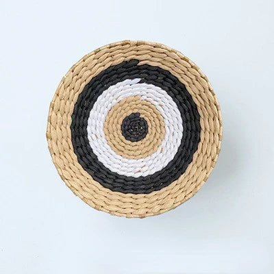 Creative Combination Wall Decoration Rattan Grass Weaving Straw Plate for Home Decor Livingroom Bedroom Background Decoration