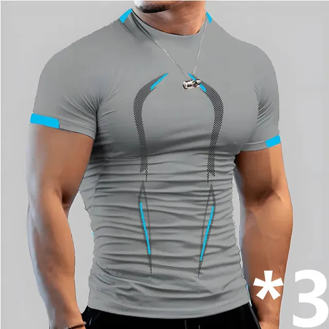 3Pcs Men's Fashion T-Shirt Summer Quick-Drying Casual Comfortable Sports Gym Sportswear Breathable Multicolor Shirt Size S-8XL