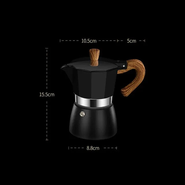 150ml/300ml Vintage Wooden Handle Electric Espresso Machine Moka Pot Classic Italian Portable Cafe Tool Kitchen Cafe