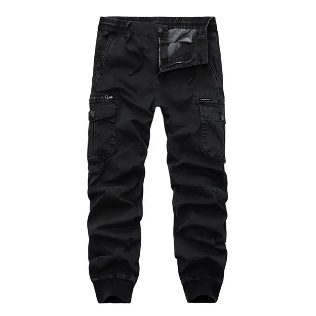 Trendy Men Cargo Pants Solid Color Dressing Super Soft Lace-up Ankle Tied Pants