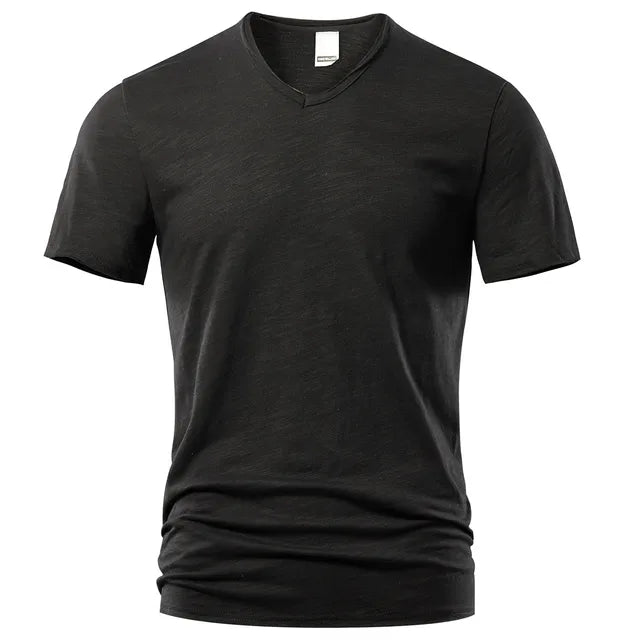 New Mens T Shirt Pure Color V Collar Short Sleeved Tops Tees Men T-Shirt 10colors slim Man T-Shirts Fitness For Male Clothes