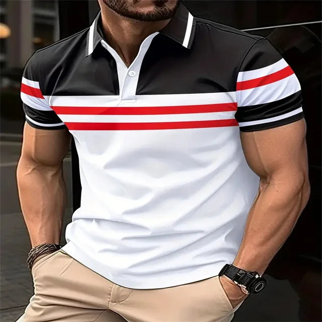 Striped Mens buttons Polo Shirt Short Sleeve Colorful 3d Printed Tops Tees Casual Polo T Shirt New Male Oversized 5xl Clothing