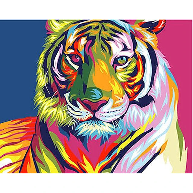 Frameless Colorful Lion Animals Abstract Painting Diy Digital Paintng By Numbers Modern Wall Art Picture For Home Wall Artwork