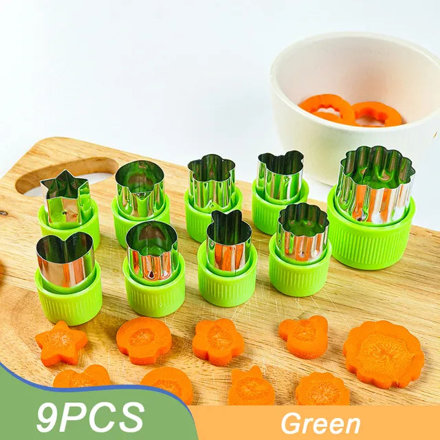 3/6/9/12Pcs Vegetables Cutter Flower Animal Cartoon Shape Mold Fruit Cake Cookie Cutting Mold Kitchenware Kids Food Baking Tools