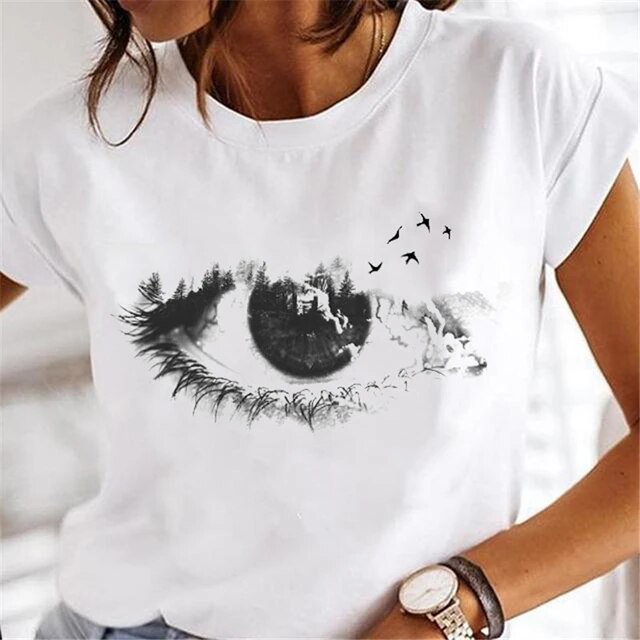 Women Dandelion T-shirts Fashion Clothing Cartoon Clothes Watercolor 90s Short Sleeve Spring Summer Female Tee Graphic Tshirt