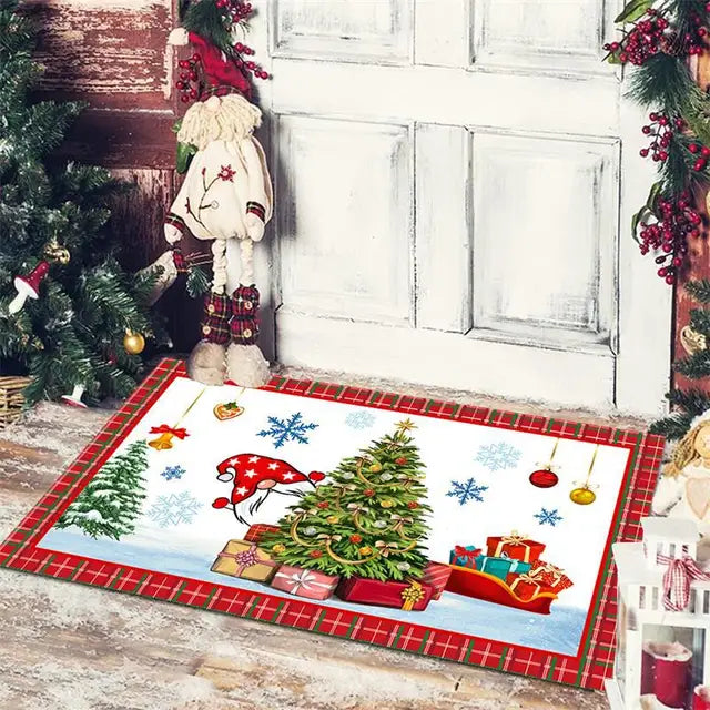 Christmas Entrance Door Mat Cartoon Dwarf Print Floor Mat Living Room Corridor Balcony Welcome Mat Christmas Home Decoration