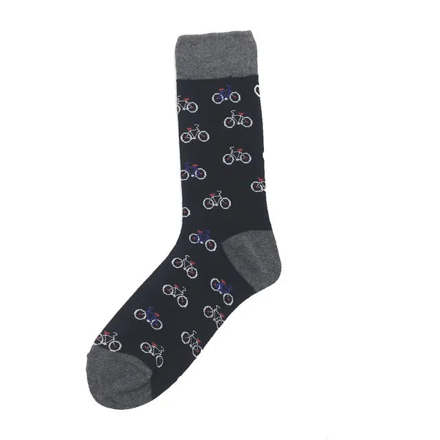 2023 NEW Funny Men Socks Cotton Fashion Trend Harajuku Guitar Beer Boxing Gloves Skull Chess Clown Sieve Hip Hop Socks