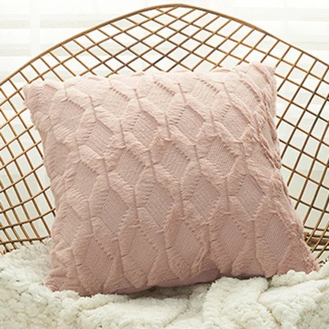 Embroidery Flush Block Diamond Solid Living Room Decoration Cushion Cover 40x40 50x50 Fur Sofa Pillow Case Moden Home Decor