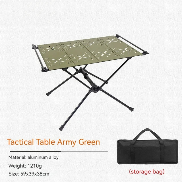 IGT Table Portable Aluminum Alloy Folding Table Camping Table Outdoor Folding Table Ultra Light Hiking and Riding Tactical Table