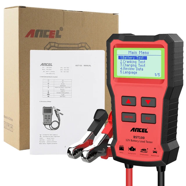 ANCEL BST100 Car Battery Tester 12V 220Ah 2000CCA Multilingual Battery Test Tool for the Car Cranking Charging Test PK BM550