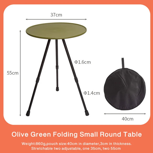 Portable Three-Legged Round Table Outdoor Camping Picnic Foldable Desk Beach Round Table Aluminum Lightweight Furniture