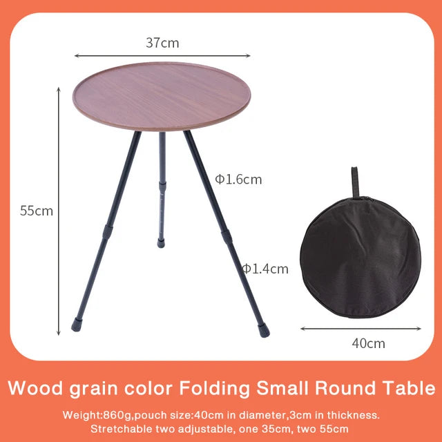 Portable Three-Legged Round Table Outdoor Camping Picnic Foldable Desk Beach Round Table Aluminum Lightweight Furniture