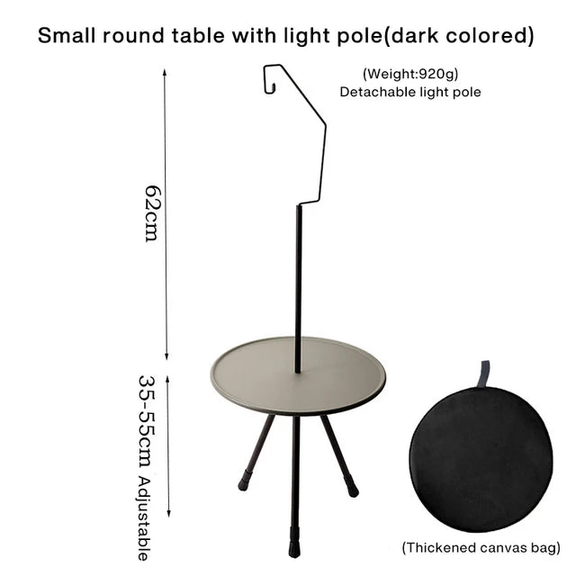 Portable Three-Legged Round Table Outdoor Camping Picnic Foldable Desk Beach Round Table Aluminum Lightweight Furniture