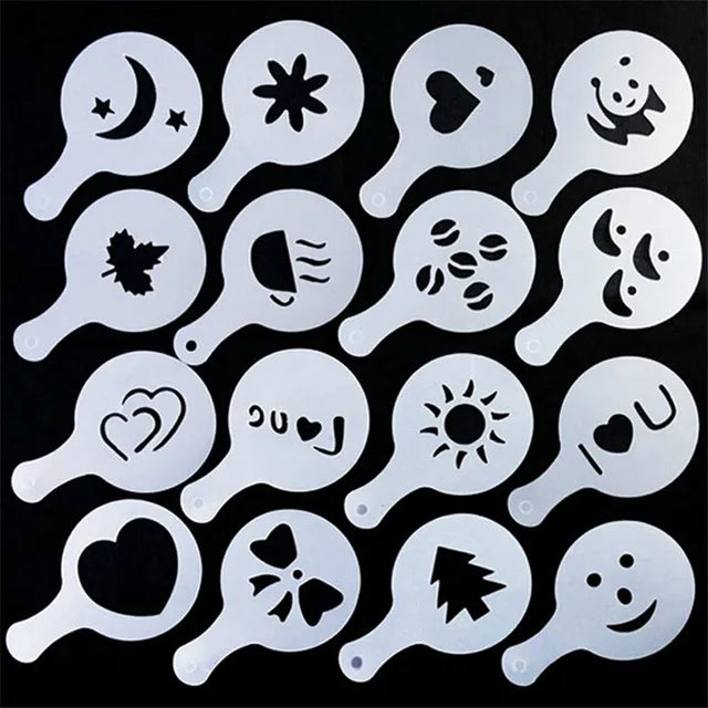 Creative Kitchen Accessories16pcs Fancy Coffee Printing Template Kitchen Tools Kitchenware Coffee Spray Template Kitchen Gadgets