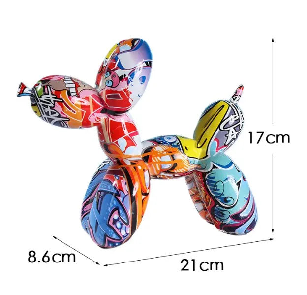 Resin Graffiti Balloon Dog Figurines for Interior Home Desktop Decoration Painting Colorful Art Animals Statue Crafts Decor Item