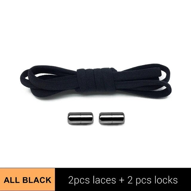 1 Pair No Tie Shoelaces Half Round Shoe Laces for Kids and Adults Sneaker Elastic Shoelaces Fast Lazy Lock Metal Shoelaces