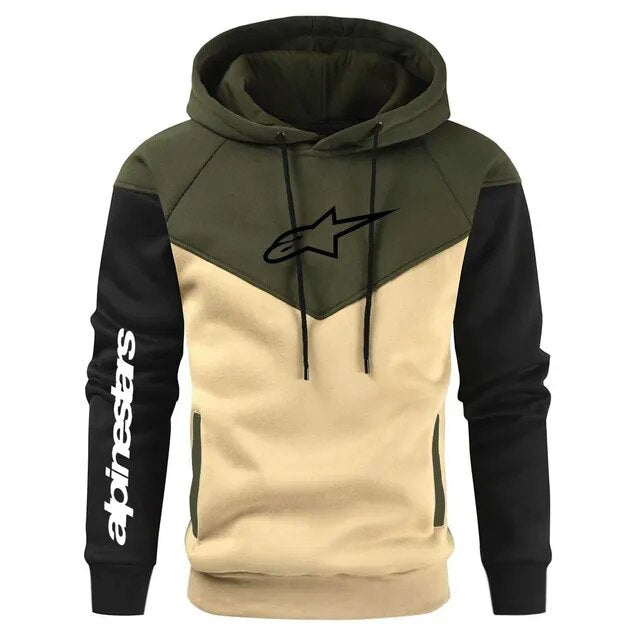 Autumn/Winter Men's Hoodie Fashion Splice Fleece Casual Loose Fit Warm Pullover High Quality Unisex Sports Hoodie