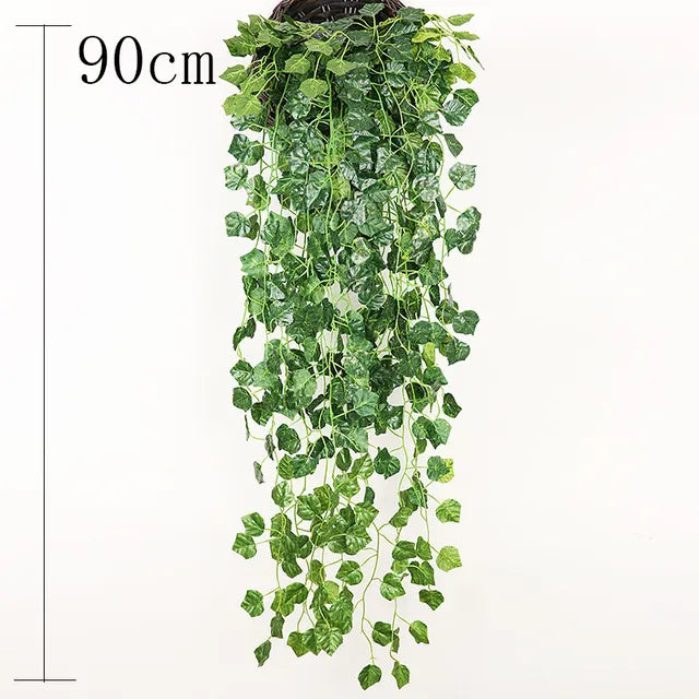 1/2Piece Artificial Vine Home Decor Artificial Ivy Leaf Garland Plants Vine Fake Foliage Flowers Creeper Green Ivy Wreath