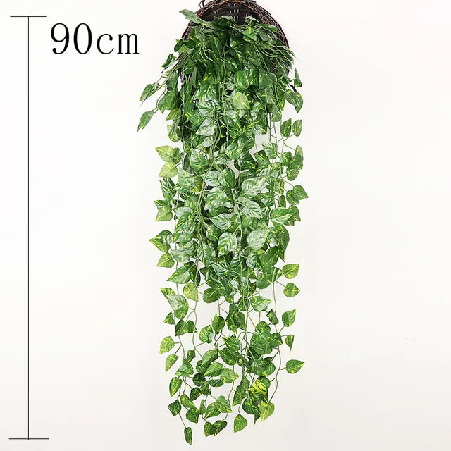 1/2Piece Artificial Vine Home Decor Artificial Ivy Leaf Garland Plants Vine Fake Foliage Flowers Creeper Green Ivy Wreath