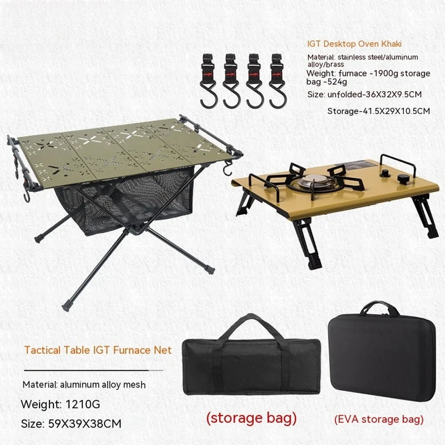 IGT Table Portable Aluminum Alloy Folding Table Camping Table Outdoor Folding Table Ultra Light Hiking and Riding Tactical Table