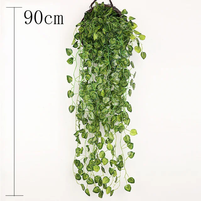 1/2Piece Artificial Vine Home Decor Artificial Ivy Leaf Garland Plants Vine Fake Foliage Flowers Creeper Green Ivy Wreath