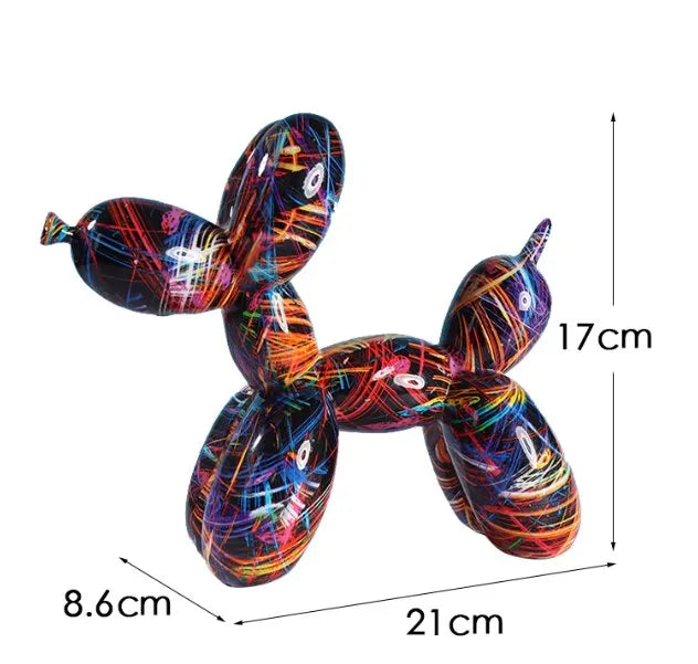 Resin Graffiti Balloon Dog Figurines for Interior Home Desktop Decoration Painting Colorful Art Animals Statue Crafts Decor Item