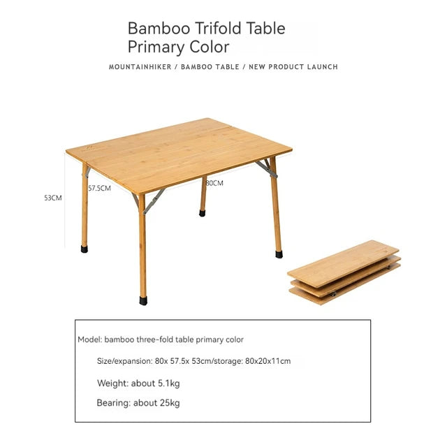 New Outdoor Products: Bamboo Folding Table Camping Multifunctional Folding Table Portable and Easy to Store Dining Table