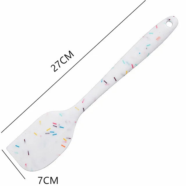 Creative Color Dot Silicone Kitchenware Long Handle Soup Spoon Colander Frying Spatula Egg Beater Household Baking Cooking Tools